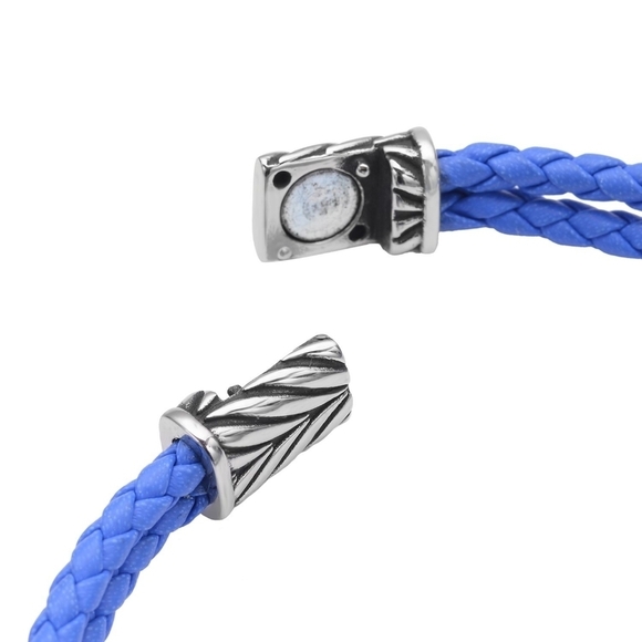 Lapis Lazuli Leather Bracelet ✦ Stainless Steel Frame ✦ Magnetic Clasp 8" Unisex - Picture 7 of 12